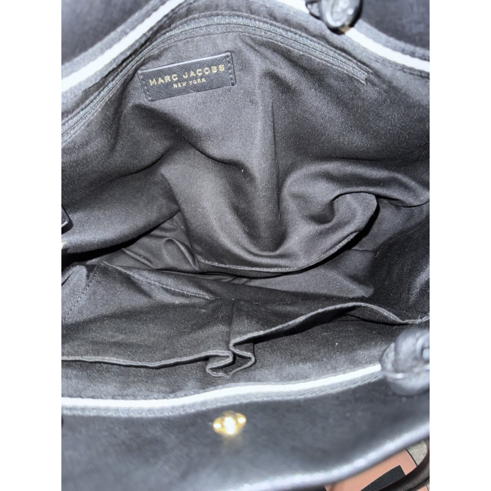 Marc Jacobs Logo Shopper Tote Bag East/West Leather Shadow Black - Picture 8 of 14